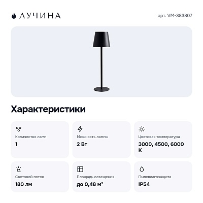 Настольная лампа декоративная VM-383807